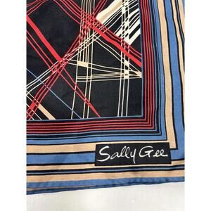 Vintage Sally Gee 100% Silk Scarf Geometric 27x27” Made In Japan